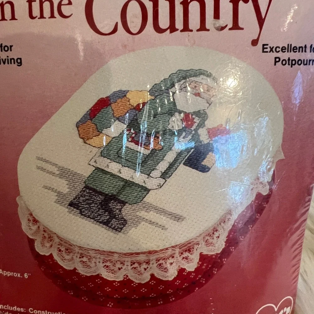 3 Vintage Christmas in the Country Cross Stitch Kits Santa Gingerbread House 6in